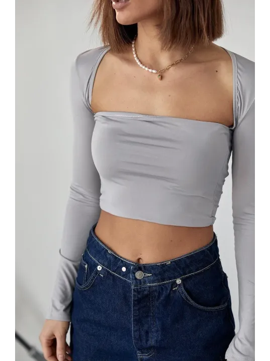 Kara Yaka Uzun Kollu Crop - Taş Kara Yaka Uzun Kollu Crop - Taş