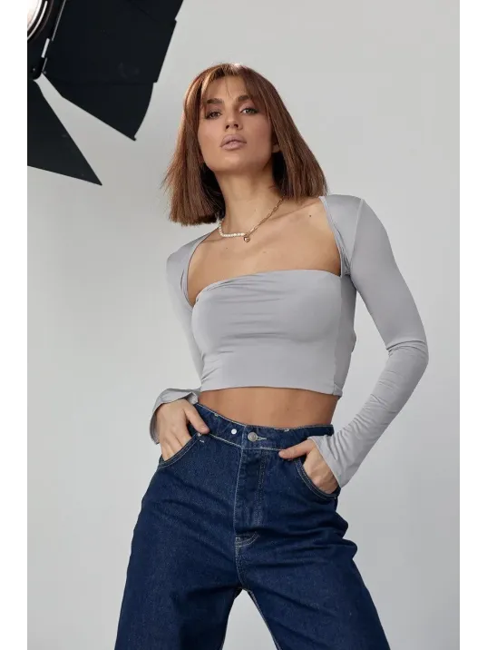 Kara Yaka Uzun Kollu Crop - Taş Kara Yaka Uzun Kollu Crop - Taş