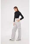 Kargo Cepli Palazzo Oversize Kesim İki İplik Bol Paça Eşofman Altı Pantalon - Gri
