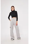 Kargo Cepli Palazzo Oversize Kesim İki İplik Bol Paça Eşofman Altı Pantalon - Gri