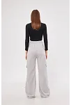 Kargo Cepli Palazzo Oversize Kesim İki İplik Bol Paça Eşofman Altı Pantalon - Gri