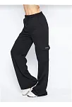 Kargo Cepli Palazzo Oversize Kesim İki İplik Bol Paça Eşofman Altı Pantalon - Siyah