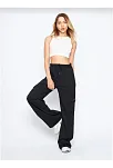 Kargo Cepli Palazzo Oversize Kesim İki İplik Bol Paça Eşofman Altı Pantalon - Siyah
