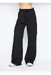 Kargo Cepli Palazzo Oversize Kesim İki İplik Bol Paça Eşofman Altı Pantalon - Siyah