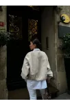Kaşe Kaşmir Fermuarlı Ceket - Bej Kaşe Kaşmir Fermuarlı Ceket - Bej