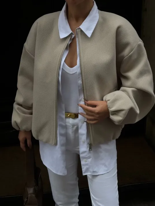 Kaşe Kaşmir Fermuarlı CEKET - Bej Kaşe Kaşmir Fermuarlı CEKET - Bej