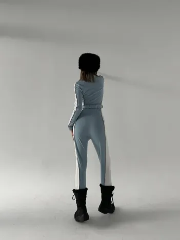 Kemer Detaylı Fermuarlı Tulum - Bebe Mavisi Kemer Detaylı Fermuarlı Tulum - Bebe Mavisi