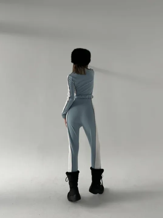 Kemer Detaylı Fermuarlı Tulum - Bebe Mavisi Kemer Detaylı Fermuarlı Tulum - Bebe Mavisi