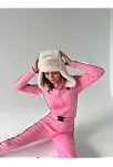 Kemer Detaylı Fermuarlı Tulum - Pembe
