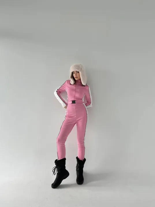 Kemer Detaylı Fermuarlı Tulum - Pembe Kemer Detaylı Fermuarlı Tulum - Pembe