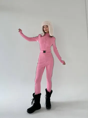 Kemer Detaylı Fermuarlı Tulum - Pembe Kemer Detaylı Fermuarlı Tulum - Pembe