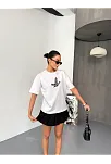 Kısa Kol Baskılı T-shirt - Beyaz