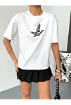 Kısa Kol Baskılı T-shirt - Beyaz