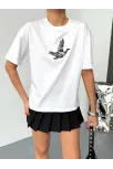 Kısa Kol Baskılı T-shirt - Beyaz