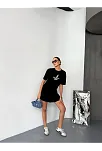 Kısa Kol Baskılı T-shirt - Siyah