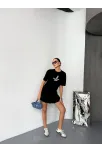 Kısa Kol Baskılı T-shirt - Siyah