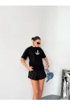 Kısa Kol Baskılı T-shirt - Siyah