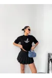 Kısa Kol Baskılı T-shirt - Siyah