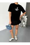 Kısa Kol Baskılı T-shirt - Siyah