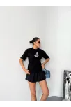 Kısa Kol Baskılı T-shirt - Siyah