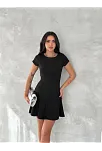 Kısa Kollu Mini Elbise - Siyah