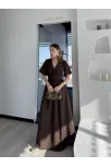 Kısa Kollu Uzun Elbise - Kahve