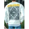 Kışlık Bisiklet Yaka Baskılı SweatShirt - Beyaz