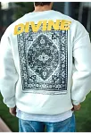 Kışlık Bisiklet Yaka Baskılı Sweatshirt - Beyaz