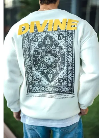 Kışlık Bisiklet Yaka Baskılı SweatShirt - Beyaz Kışlık Bisiklet Yaka Baskılı SweatShirt - Beyaz