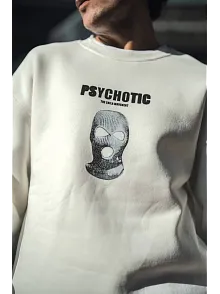 Kışlık Bisiklet Yaka Baskılı Sweatshirt - Beyaz