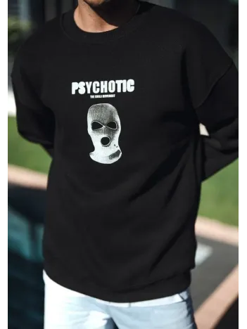 Kışlık Bisiklet Yaka Baskılı SweatShirt - Siyah Kışlık Bisiklet Yaka Baskılı SweatShirt - Siyah