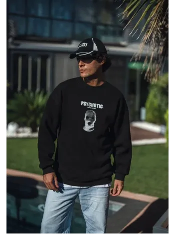 Kışlık Bisiklet Yaka Baskılı SweatShirt - Siyah Kışlık Bisiklet Yaka Baskılı SweatShirt - Siyah