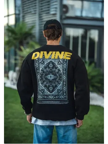 Kışlık Bisiklet Yaka Baskılı SweatShirt - Siyah Kışlık Bisiklet Yaka Baskılı SweatShirt - Siyah