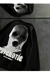 Kışlık Bisiklet Yaka Baskılı Sweatshirt - Siyah