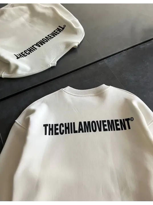 Kışlık Bisiklet Yaka Oversize Baskılı SweatShirt - Beyaz Kışlık Bisiklet Yaka Oversize Baskılı SweatShirt - Beyaz