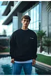 Kışlık Bisiklet Yaka Oversize Baskılı Sweatshirt - Siyah