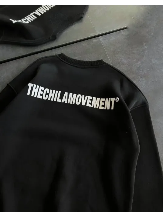 Kışlık Bisiklet Yaka Oversize Baskılı SweatShirt - Siyah Kışlık Bisiklet Yaka Oversize Baskılı SweatShirt - Siyah