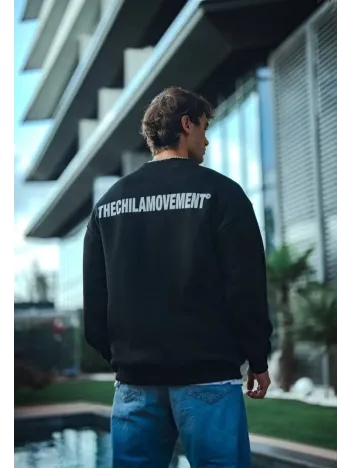 Kışlık Bisiklet Yaka Oversize Baskılı SweatShirt - Siyah Kışlık Bisiklet Yaka Oversize Baskılı SweatShirt - Siyah