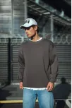 Kışlık Bisiklet Yaka Üç İplik Basic Sweatshirt - Antrasit
