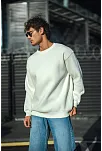 Kışlık Bisiklet Yaka Üç İplik Basic Sweatshirt - Beyaz