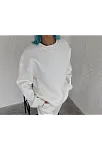 Kışlık Bisiklet Yaka Üç İplik Basic Sweatshirt - Beyaz