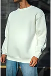 Kışlık Bisiklet Yaka Üç İplik Basic Sweatshirt - Beyaz