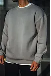 Kışlık Bisiklet Yaka Üç İplik Basic Sweatshirt - Boyalı Gri