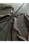 Kışlık Bisiklet Yaka Üç İplik Basic Sweatshirt - Füme