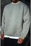 Kışlık Bisiklet Yaka Üç İplik Basic Sweatshirt - Gri