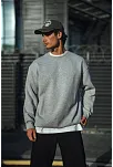 Kışlık Bisiklet Yaka Üç İplik Basic Sweatshirt - Gri