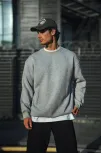 Kışlık Bisiklet Yaka Üç İplik Basic Sweatshirt - Gri