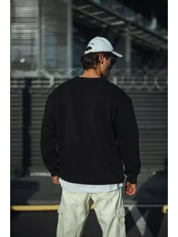 Kışlık Bisiklet Yaka Üç İplik Basic SweatShirt - Siyah Kışlık Bisiklet Yaka Üç İplik Basic SweatShirt - Siyah