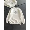 Kışlık Bisiklet Yaka Ön Ve Arka Baskılı SweatShirt - Beyaz