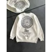 Kışlık Bisiklet Yaka Ön Ve Arka Baskılı SweatShirt - Beyaz
